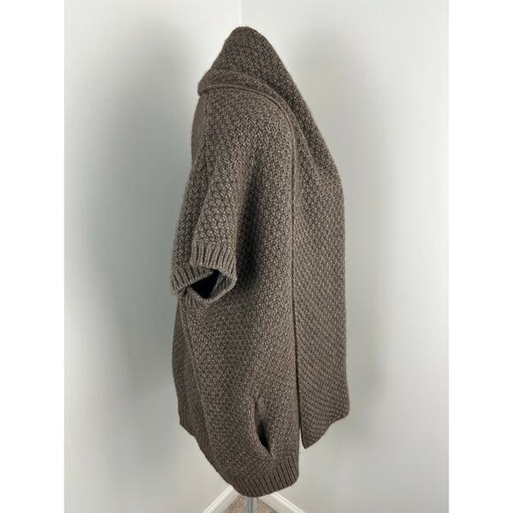 Vince Yak and Wool Blend Brown Short Sleeve Cardigan XS - Picture 2 of 5